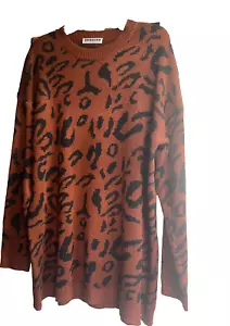 Ecowish braun schwarz XL Langarm Pullover Tier Katze Leopard Gepard Print - Bild 1 von 5
