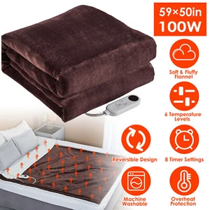 Electric Heated Plush Throw Blanket Machine Washable 50"x60" Soft with Timer - Picture 1 of 12