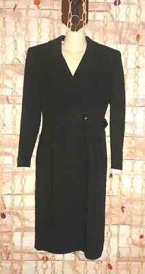 Vestido envolvente vintage Valentino Boutique negro con botones talla 4 bonito Foto 1 de 4