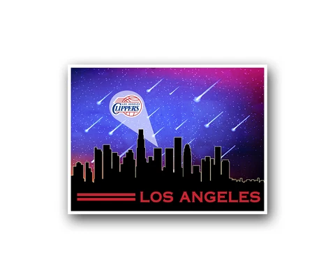 Los Angeles LA Clippers Poster City Skyline Art Print Man Cave Decor 12x16" Cover