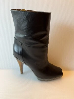 Botines MARNI de cuero negro de tacón alto a media pantorrilla punta abierta, talla 8 (US) 38 (UE) Foto 1 de 4