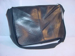 Reused Tires Covered Waterproof Messsenger Bag Ganeshhimal Hand Woven In Nepal - Picture 1 of 4