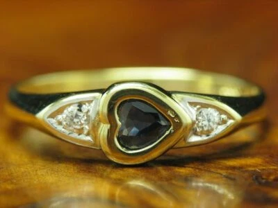 8kt 333 Gelbgold Ring mit 0,12ct Zirkonia & 0,70ct Spinell Besatz / Herz / RG 61 - Bild 1 von 4