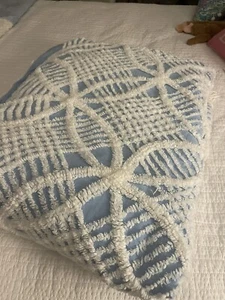 Vintage Chenille Blue And White Bedspread Full Queen - Picture 1 of 5