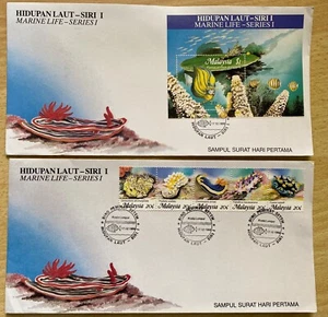 Malaysia 1988 Marine Life set of 5 + Miniature Sheet on FDC - Picture 1 of 1