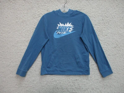Nike Sweater Extra Large Youth Blue Hoodie Spell Out Logo Pullover Pockets Boys - Image 1 of 4