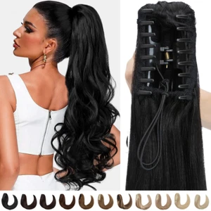 Thick Real Remy Jaw Claw Ponytail Clip In 100% Human Hair Extensions Pony Tails - Picture 1 of 12