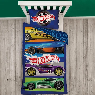 Juego de funda nórdica y funda de almohada individual Hot Wheels ropa de cama para niños bestia coche deportivo Foto 1 de 4
