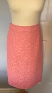 Bargain! MISS SELFRIDGE Pink/Orange Lace Lined Pencil Skirt BackSlit UK12/EU40 - Picture 1 of 12