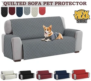 QUILTED SOFA COVERS Slipcover Reversible Pet Protector Settee 1/2/3 Seater Throw - Picture 1 of 69