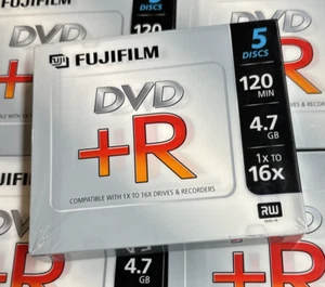 5 Disc Pack Fujifilm DVD+R RW Camcorder 1.4 GB / 120 Min 16X/ For Videos - Picture 1 of 7