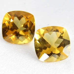 5.80Cts Ravishing Calibrated Natural Citrine Nice Cushion Cut Matching Pair - Picture 1 of 4