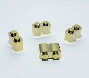 Lego Chrome Gold Plated 30136 Brick Modified 1 x 2 with Log Profile x4 New!! - Picture 1 of 6
