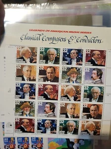 SCOTT #3158-65 CLASSICAL COMPOSERS & CONDUCTORS 1996 Pane of Stamps 32c - Picture 1 of 1