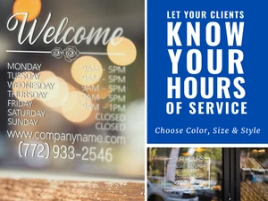 Custom Storefront Business Open Hours | Vinyl Window Decal Sign Style #7 - Picture 1 of 5