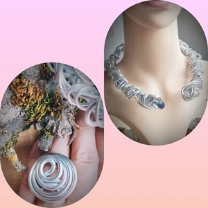 🌹Halsreif silber, Aluminium, Collier,1 Ring Alu Elbenschmuck, Arwens Abendstern - Bild 1 von 7