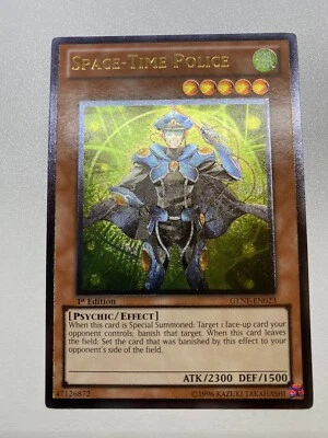 Yugioh Space-Time Police 1st Edition Ultimate Rare GENF-EN023 LP Light Played - Image 1 of 4
