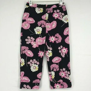 Rafaella Mujer 10 Pantalones Cortos Pierna Recta Cintura Alta Negro Rosa Audaz Floral - Imagen 1 de 7