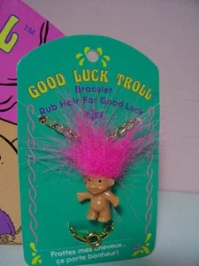 PULSERA TROLL INFANTIL - 1" Muñeca Russ Troll - NUEVA EN TARJETA - Imagen 1 de 3