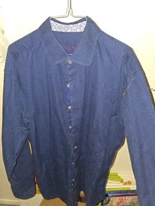 Robert Graham Shirt LS Size XL Extra Large  - Blue Embossed, Reverse Cuffs  Cool - Picture 1 of 4