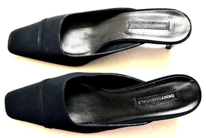 DKNYESSENTIALS Made in Italy Black Fabric Toe Brand-New Women's Size 8B Mules - Picture 1 of 14