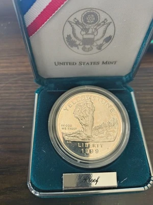 1999 P US Mint Yellowstone National Park PROOF Silver Dollar OGP / COA ~PRISTINE - Image 1 of 2