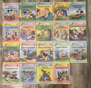VTG! 1990 Mickey Young Readers Library Volume 1-19 COMPLETE SET Books DISNEY EUC - Picture 1 of 14