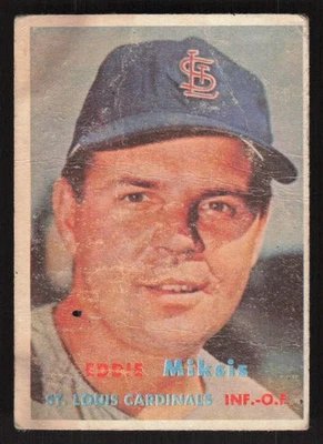 1957 TOPPS EDDIE MIKSIS 350 POOR BASEBALL ST. LOUIS CARDINALS - Image 1 of 2