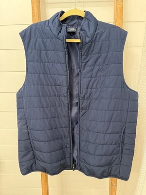 Chaps Mens Navy Blue Sleeveless Zip Up Packable Puffer Jacket Vest Size XL - Image 1 of 4