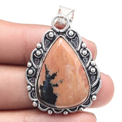 Colgante HunnyDendrítica Piedras Preciosas Hecho a Mano Joyería Plata Antigua 2" Foto 1 de 4