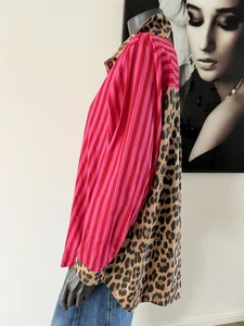 Bluse Hemd Animal pink/Rot gestreift ausgefallen yolly One Size 38-44 - Bild 1 von 14