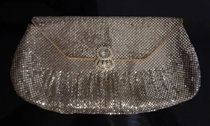 WHITING & DAVIS VINTAGE SILBER NETZ CLUTCH HANDTASCHE STRASSVERSCHLUSS USA - Bild 1 von 6