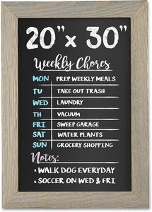 Rustic Wooden Magnetic Kitchen Chalkboard Sign - 20X30 Inch Graywash Framed Wall - Picture 1 of 7