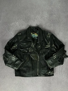 Chaqueta corta de cuero con tachuelas inspirada en el punk Y2K talla S - Imagen 1 de 11