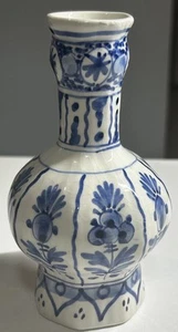 Vintage 5,5" Delfter handbemalt blau weiß Vase de Delftse Pauw Craquelure - Bild 1 von 10