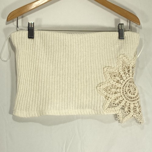 OFF WHITE Top tubino Zara Off White stella uncinetto cropped senza spalline taglia large nuovo con etichette