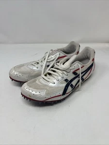 Asics Hyper Distance White/Red/Blue Mens' XC Spikes Size 11 - Free Shipping - Picture 1 of 7