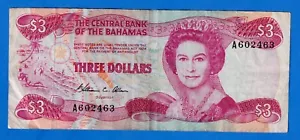 Bahamas $3 1984 P-44a Circulated Note - QE II A602463 - Picture 1 of 4