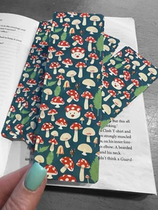 Lovely illustrated Cute Mushrooms printed bookmark, Page Saver, Book Lover gift - Imagen 1 de 5