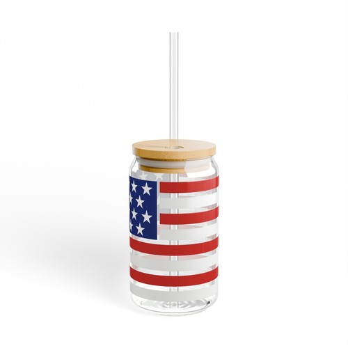 American Flag Sipper Glass  16oz