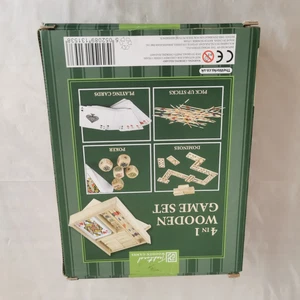 4 In 1 Wooden Game Set New. Dominos, Poker, Pick up sticks, Playing Cards. - Picture 1 of 3