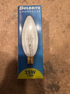 BULBRITE 25W 130V Torpedo Chandelier Bulb Lamp Light qty 2 - Picture 1 of 3