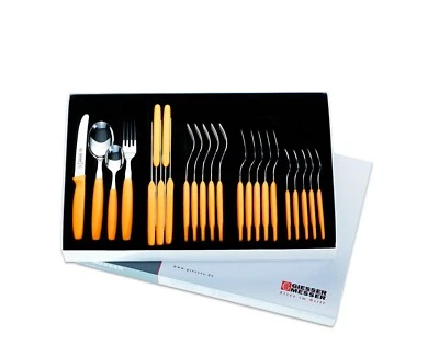 24er Besteckset Giesser Messer Gabel Esslöffel Teelöffel Tomatenmesser 11cm gelb - Bild 1 von 4