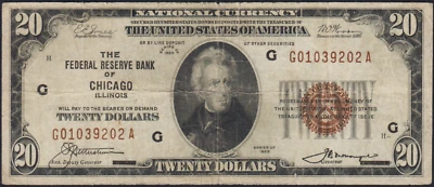 FR.1870-G 1929 Chicago $20 Federal Reserve Bank Note Fine - Image 1 of 2