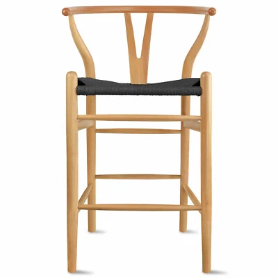 Wishbone Counter Height Stool 26" Seat Height Wooden Y back Kitchen Barstool - Image 1 of 4