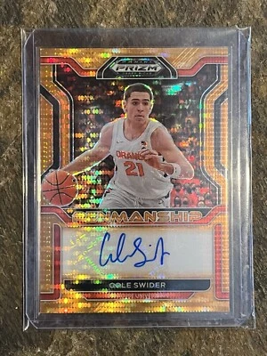 2022 Panini Prizm Draft Picks - Cole Swider SYR - Orange Pulsar Auto #23/49 - Image 1 of 2