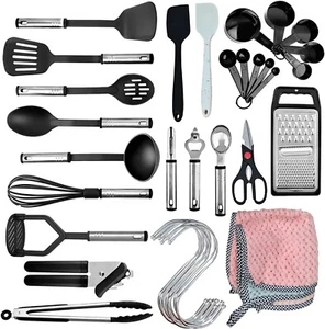 38 Pcs Kitchen Utensils Set Silicone Cooking Nonstick Spatula Turner Spoon Tools - Picture 1 of 13