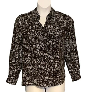 Vintage BonWorth Black Button Up Blouse Top Casual Career Long Sleeve Medium PM - Picture 1 of 7