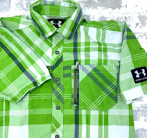 Under Armour Shirt Men Medium Green Plaid Button Up Outdoor Fish Hiking Adult - Picture 1 of 11