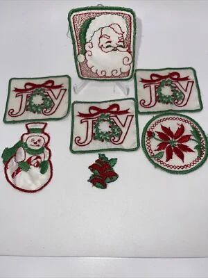 Embroidered￼ Christmas Patches, Vintage lot of seven￼,Bell Is An Iron On￼￼￼. - Image 1 of 4